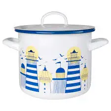 Food grade large size custom color logo pattern cast iron enamel storage bread potato pot with lid