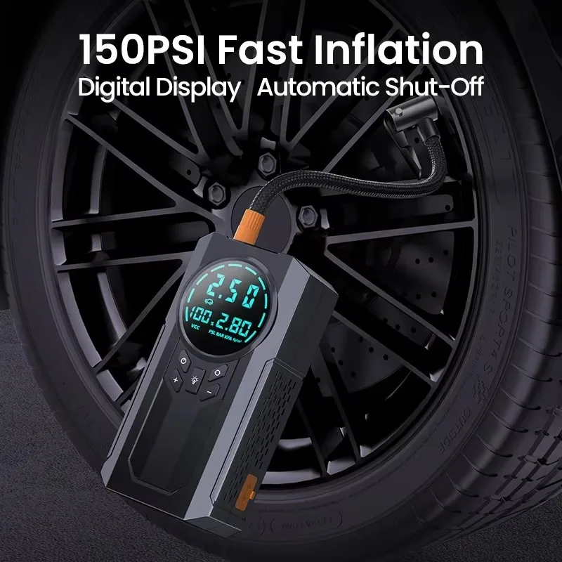 4-in-1 Portable Car Emergency Jump Starter Battery Booster 15000mAh Lithium Battery with Power Bank Tire Inflator Pump LED Light