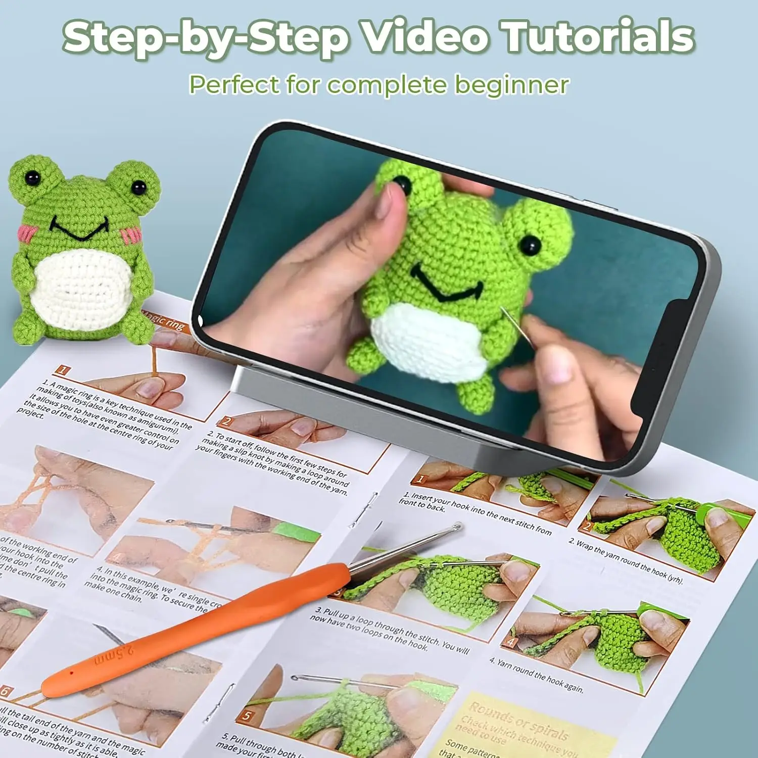 Owl Penguin Frog Animal Knitting Kit Crochet Kit for Beginners for Adult Kids with Step by Step Video Tutorials