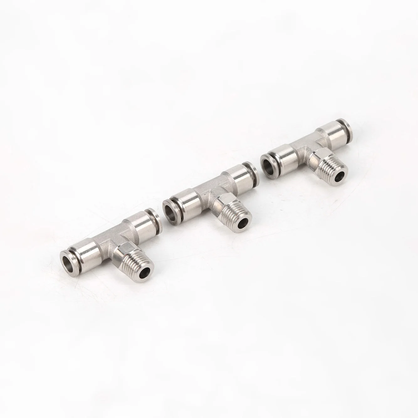 Wholesale SPB6-01 stainless pneumatic fittings male thread tee 8mm air hose connector straight equal connector fitting reducer