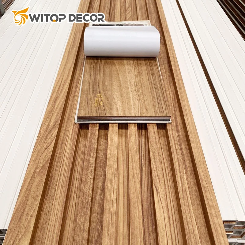 Wooden Series Embossing Indoor Brown color decoration Wpc Wall Panels