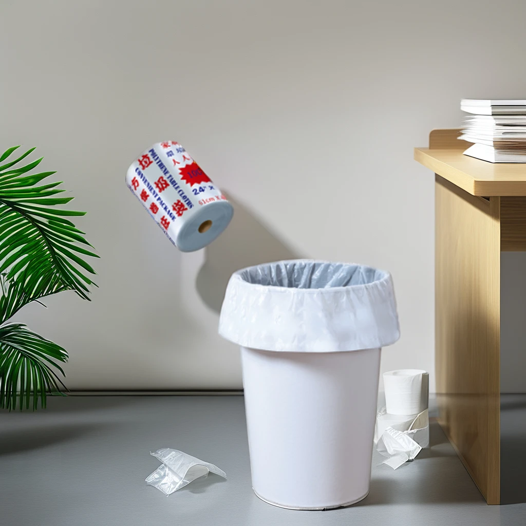 White HDPE Material Heavy-Duty Garbage Bag Rolls Bulk Supply with Easy-Tear Perforations Thick Custom Logo for Residential Use