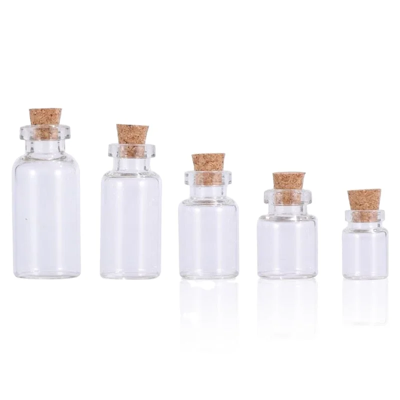 wholesale 0.5ml 1ml 2ml 3ml 5ml  gift  wishing clear glass bottle with wooden cork