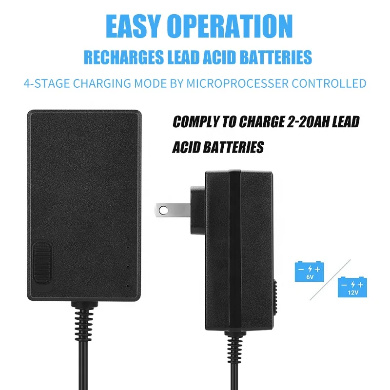  Manual 6V 12V 0.8A Lead Acid Battery Charger Toy Car Motorcycle Boat Lawn Mower SLA ATV AGM Gel charger