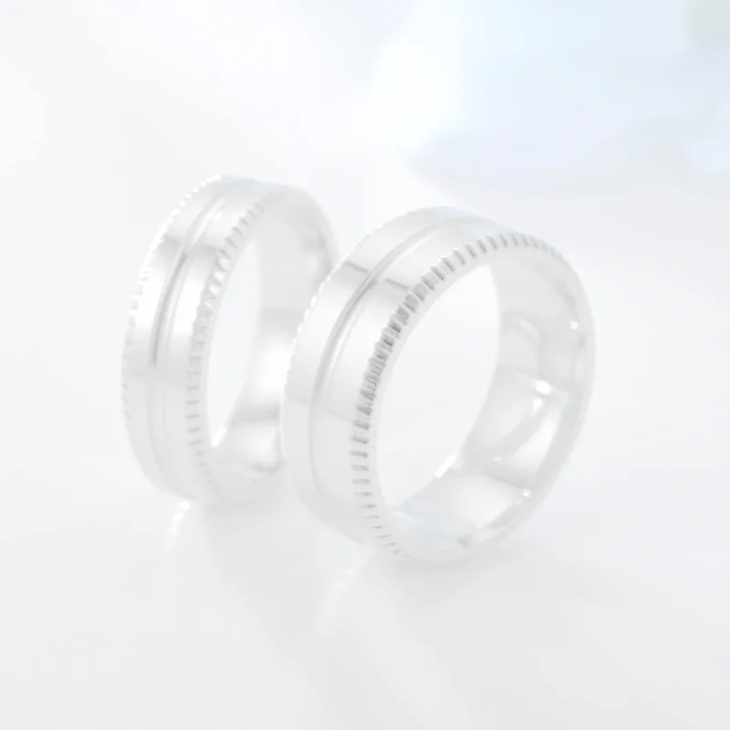 New Arrival  Romantic Engagement Couple Ring Cool Creative gear 6mm 8mm Wedding Band Stainless Steel Ring