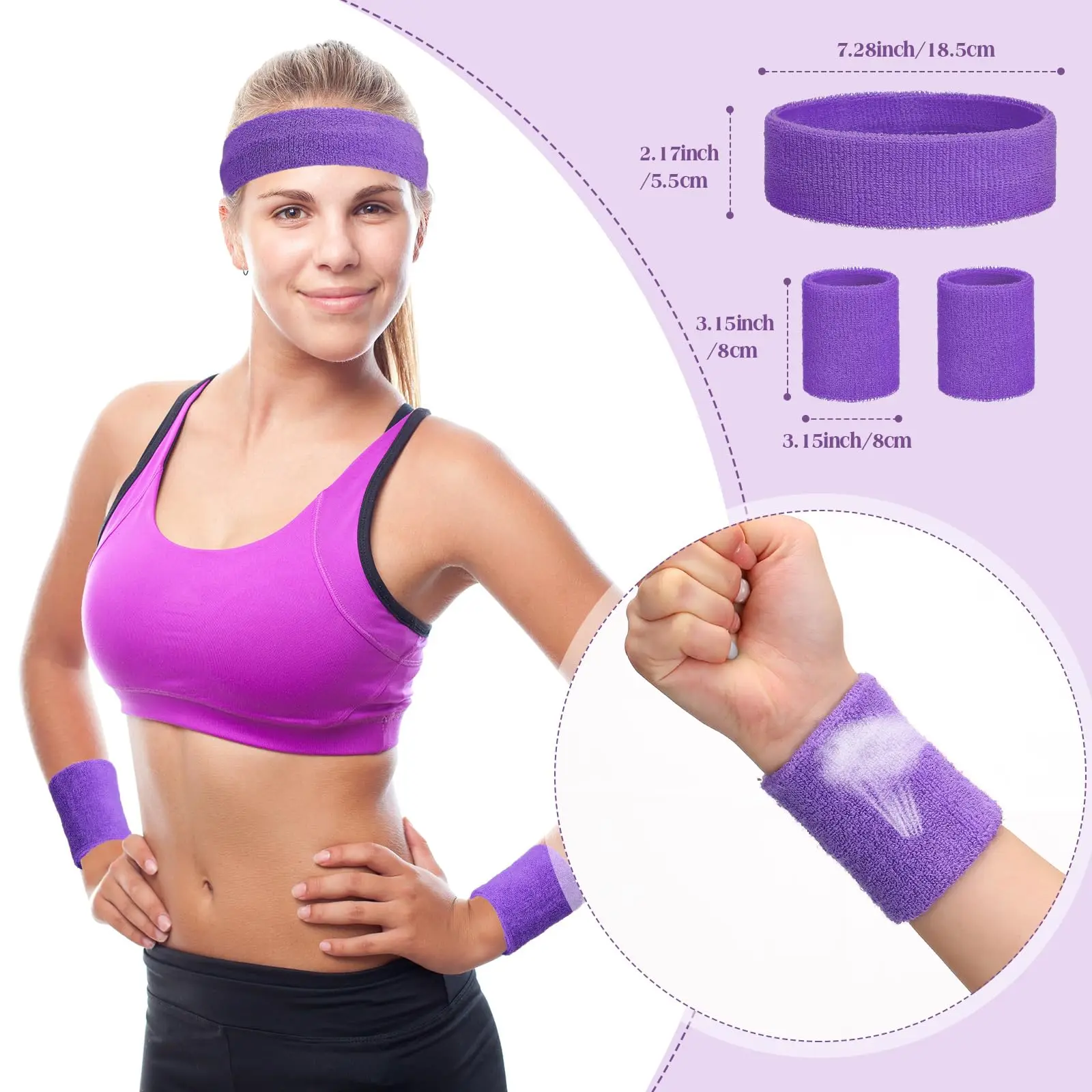 Custom Stretchy Sports Sweat Band Women Girls cotton Athletic Headband Yoga Fitness Exercise Hairband Sweatband