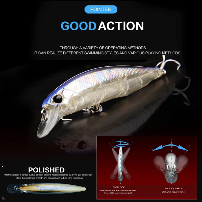 New 3+7 Top water Minnow Hard Bait 100mm 15g Fishing Lure Floating Super Long throw saltwater hard plastic bait