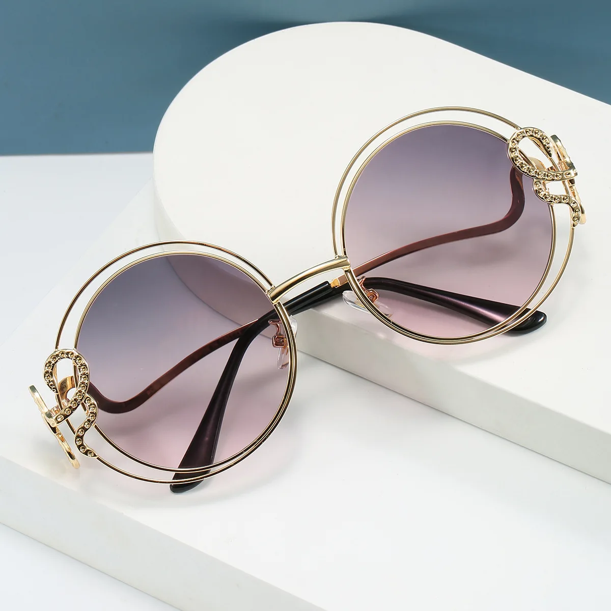 New Designer luxury Brand Round PC Frames Shades Sunglasses Glasses For Women