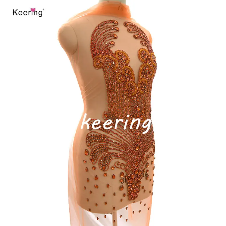 WRA-245 Keering пришить разных цветов с украшением в виде кристаллов из сетчатой ткани ярко-оранжевый изготовленный на заказ аппликация страз и отделка