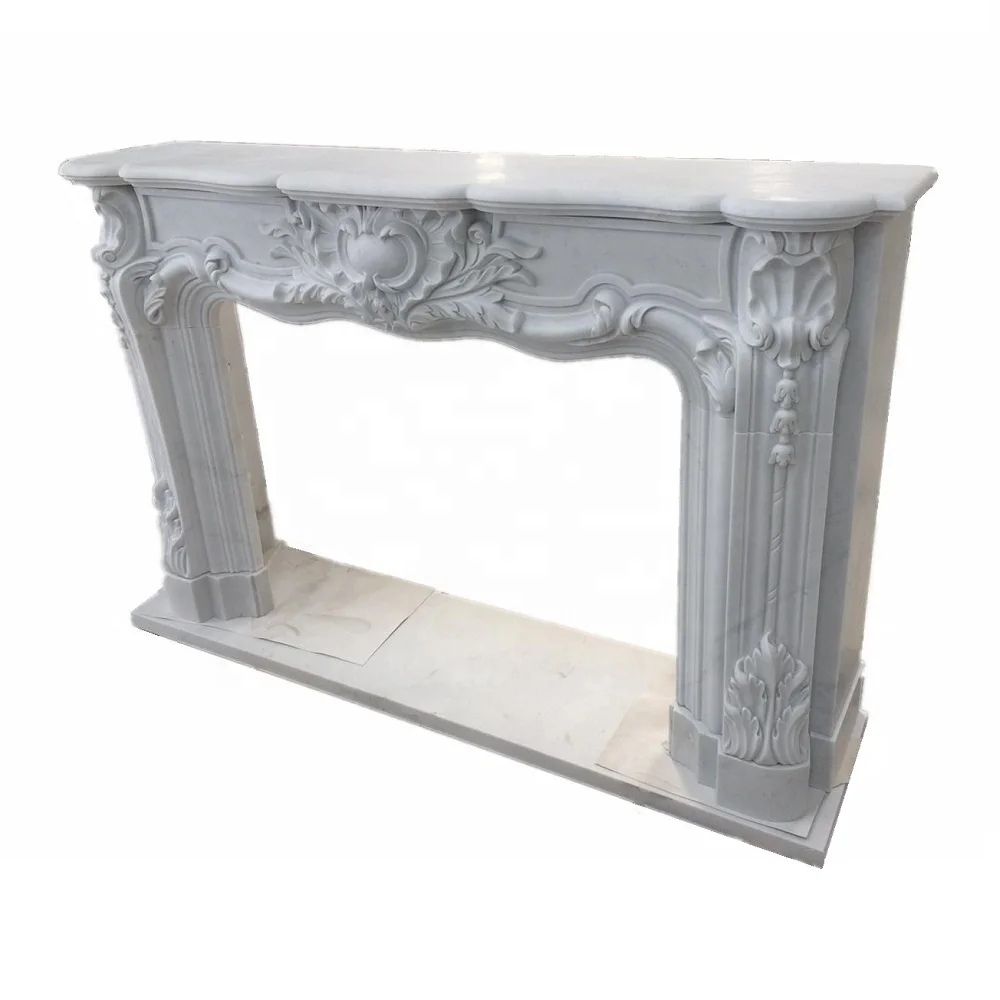 Cheap Pink Natural White & Beige Marble Electric Fireplace Marble Elegant Fireplaces