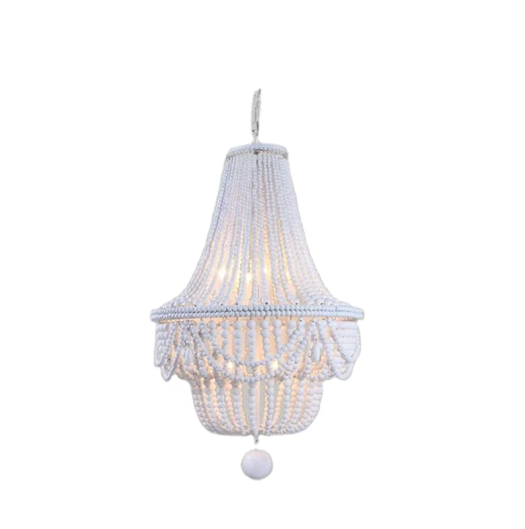 Американская деревенская Ретро богемная деревянная художественная двухслойная дизайнерская Скандинавская Потолочная люстра из массива дерева с бусинами для гостиной