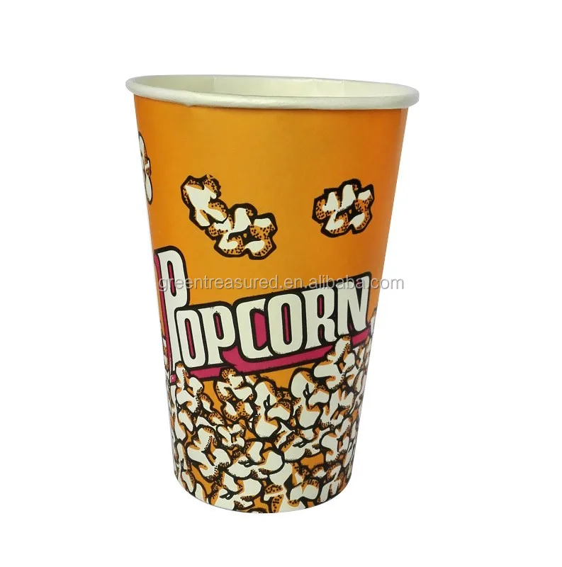 Green Treasure Large Big Size Costom Paper Tub Cup 64oz 85 OZ Paper Fried Chicken Popcorn Bucket with Lid