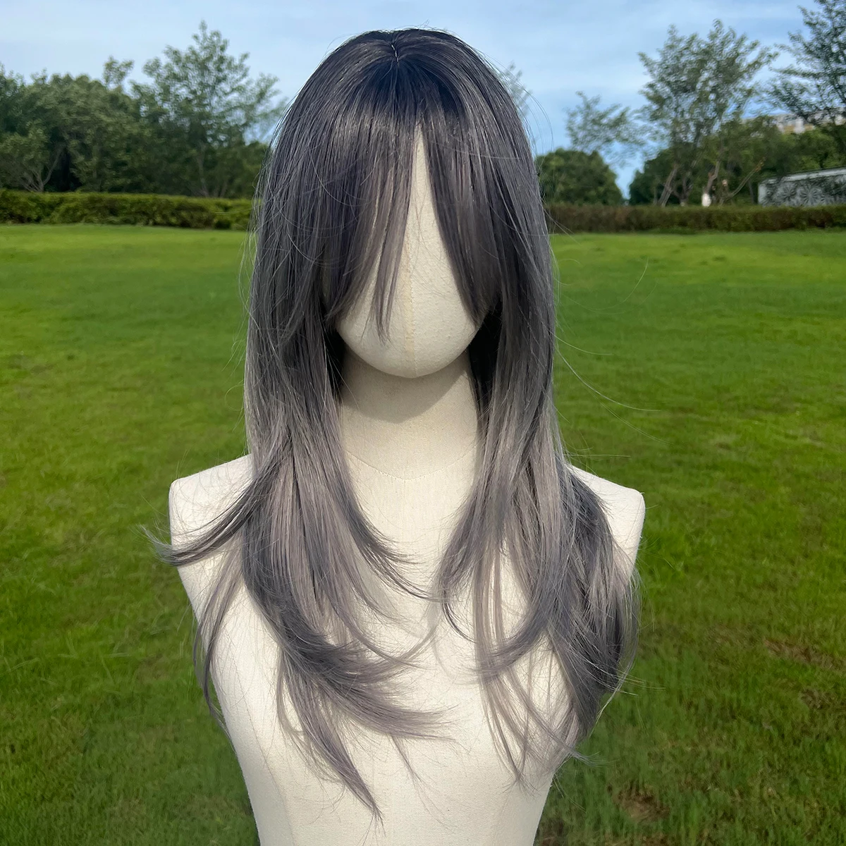 Cosplay long light blue wave synthetic fiber hair wig man woman boy girl SM254