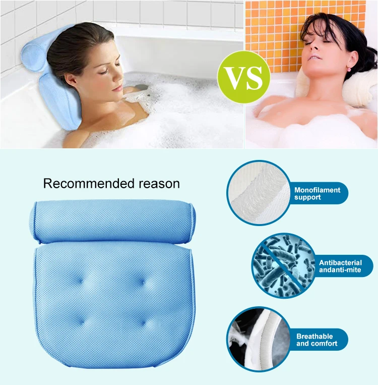 New Arrival Washable 3D Spacer Mesh Luxury Bath Neck Pillow Bathtub