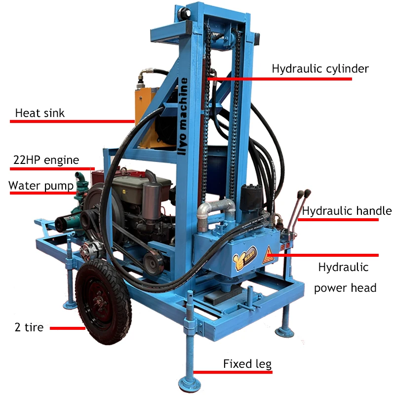 LIYO LY150 Mobile Small 120m 150m Deep Diesel Borehole Water Well Drilling Rig Machine For Sale
