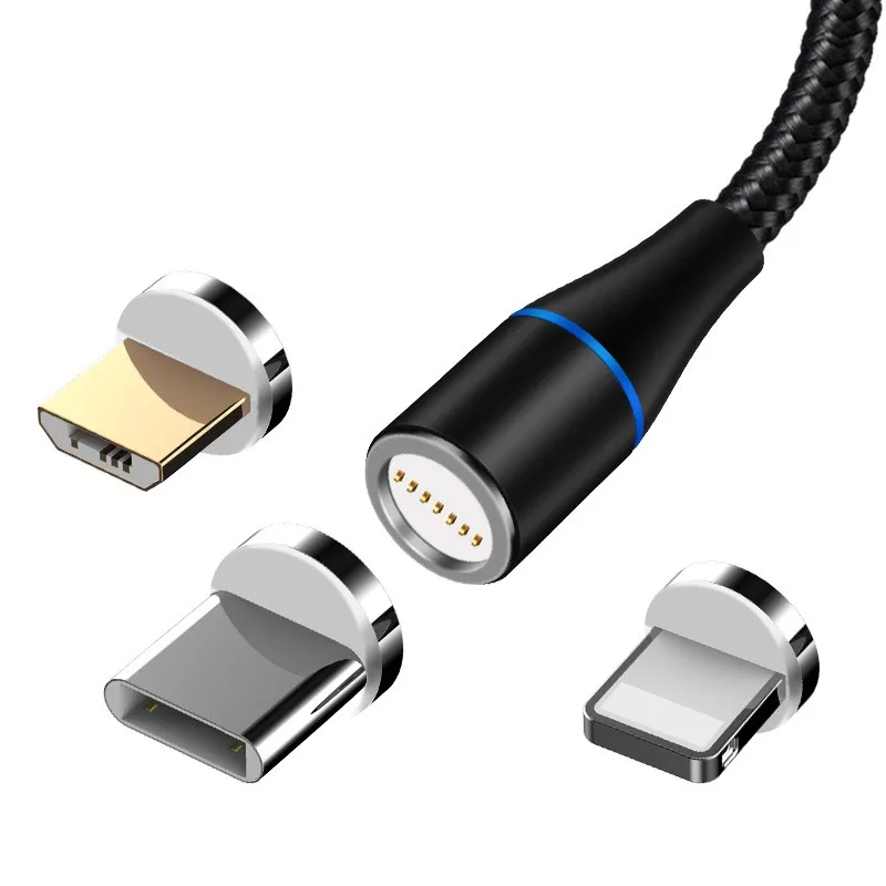 Магнитный Usb-кабель Mico, черный, красный, серебристый, синий, 3 А, Магнитный зарядный кабель 3 в 1, магнитный кабель