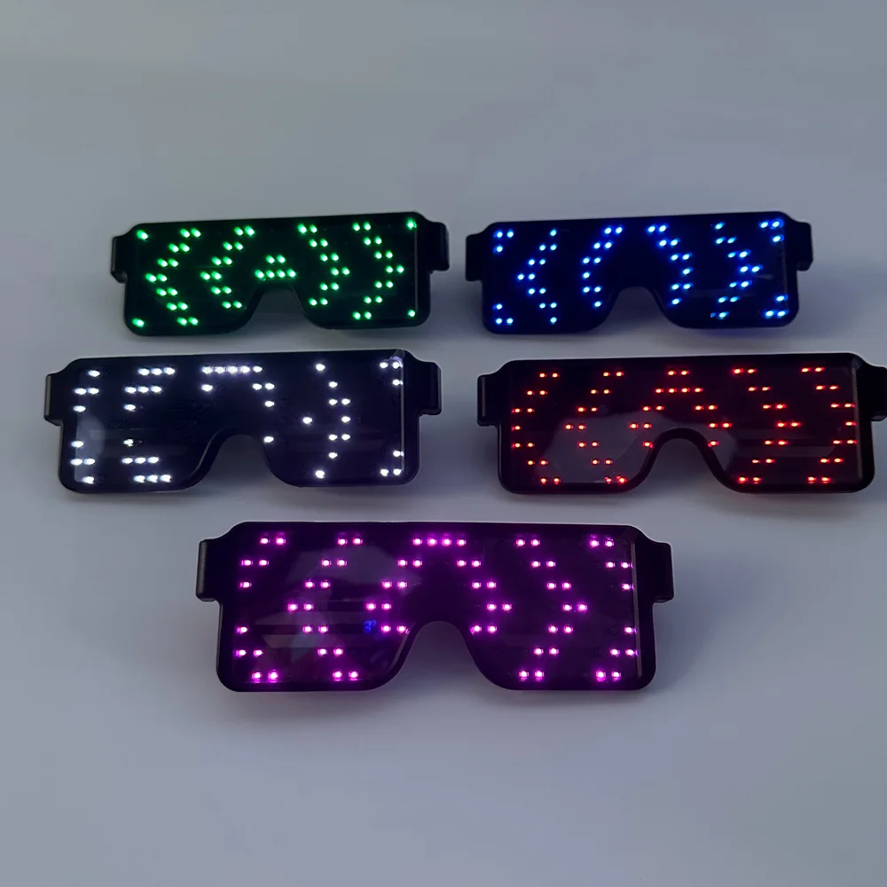 Party holiday supplies LED glowing glasses USB rechargeable scrolling message pattern cheering props glasses