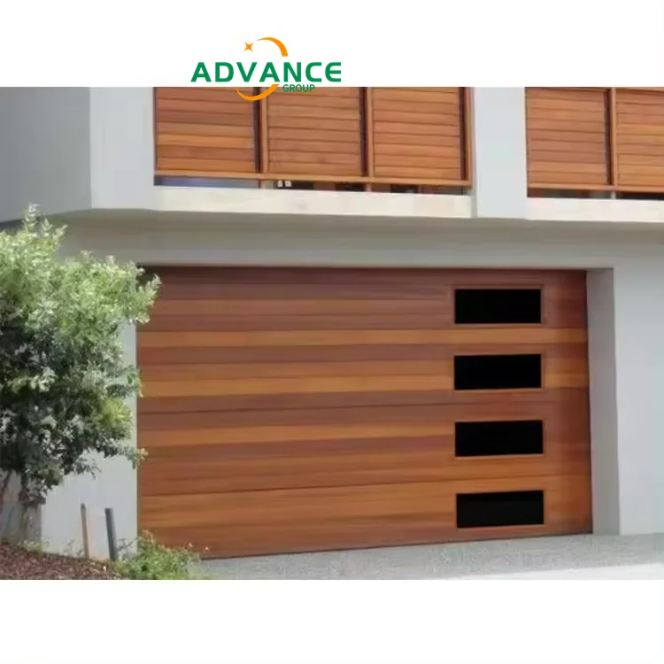 ANDA American Style 16 x 8 sectional garage door black aluminium with frost glass garage door