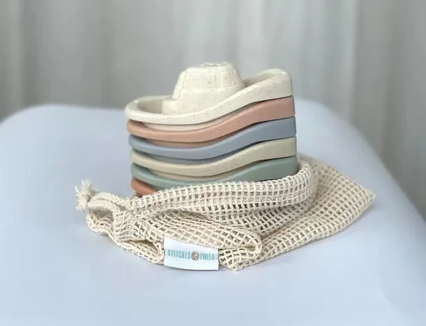 6 Pcs eco friendly Wheat straw bath water time recycled boat Stacking toys plastic boats baby bath toy set