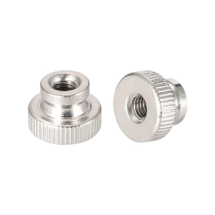 M3 M4 M5 Nickel Plated Knurled Thumb Nut with Collar Carbon Steel Hand Tighten Round Nut for 3D Printers