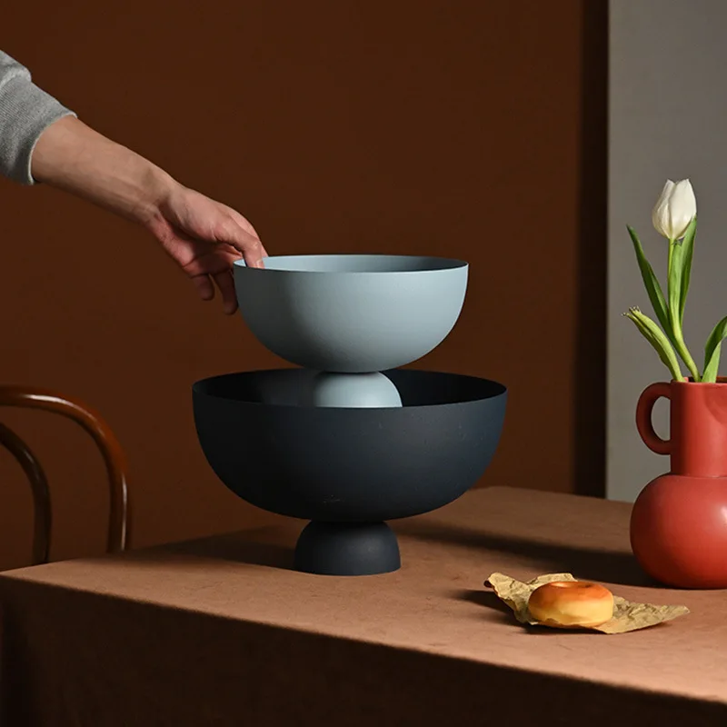 Morandi Color Matt Blue Series Metal Bowl Chocolate Tray For Wedding Banquet Arabic Ramadan Service Home Decor