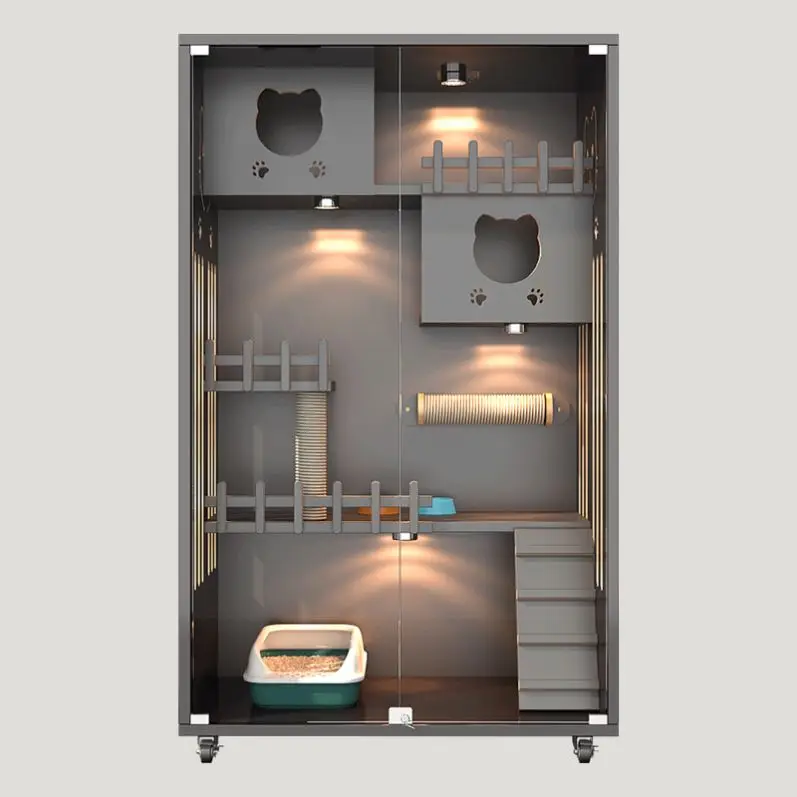 Environmental Protection Pet Housing multi large space multifunctional with light with door cat house wooden houses cats for cat