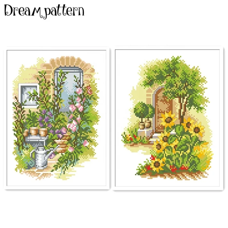 
Набор для вышивки садом «A» DPF069, комплект из белой ткани «сделай сам» без принта, вышивка крестиком, 18 карат, 14 карат, 11 карат 