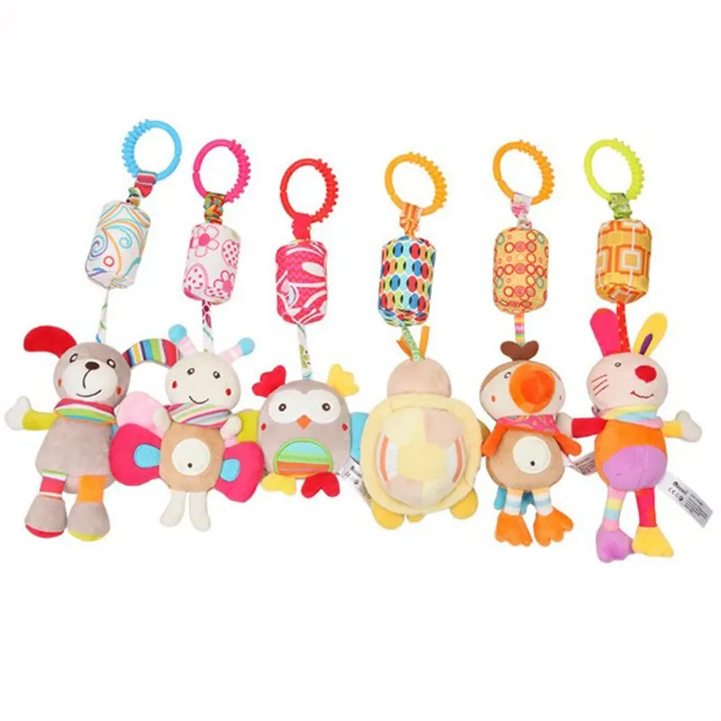 Baby Sensory Hanging Rattles Soft Learning Toys Plush Animals Stroller Infant Car Bed Crib With Teether For Bebe Toddlers