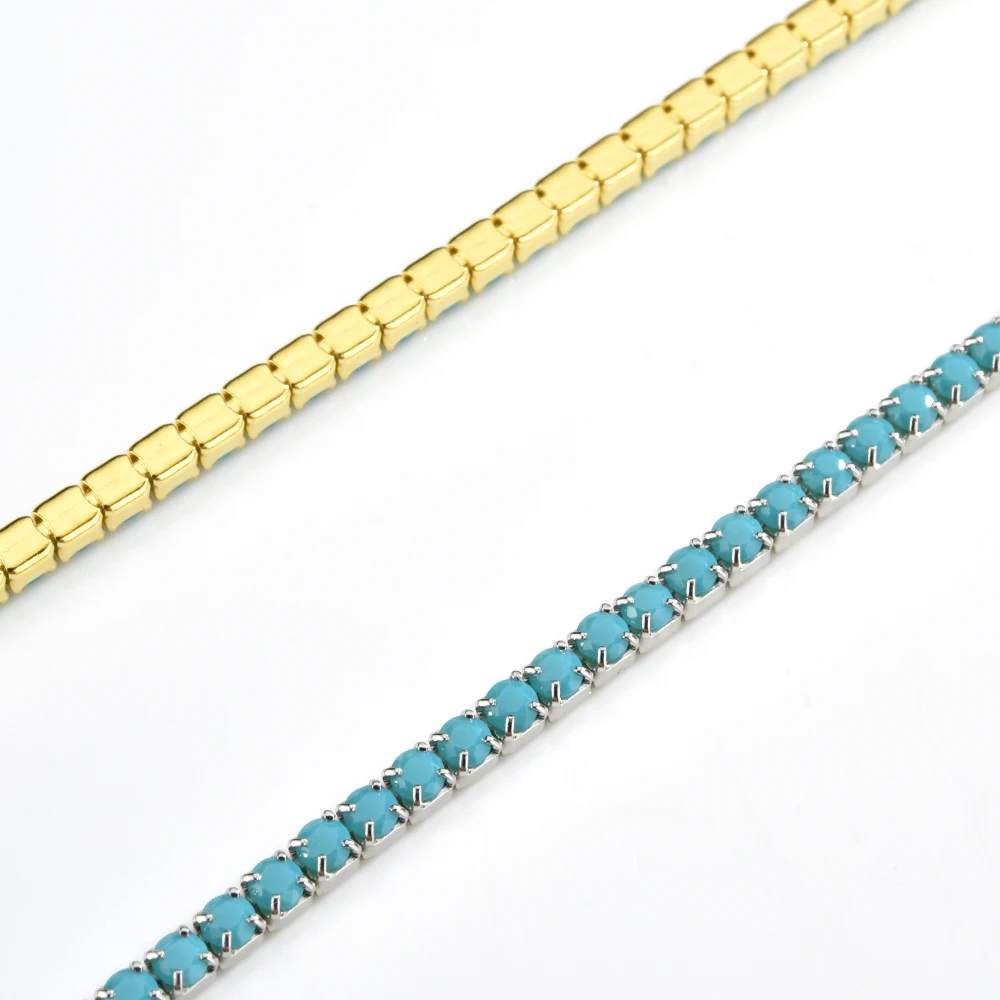 FUAMAY Silver Turquoise Jewelry Long Real Diamond Rough Turquoise Chain Blue 18K Plated Gemstone Turquoise Necklace