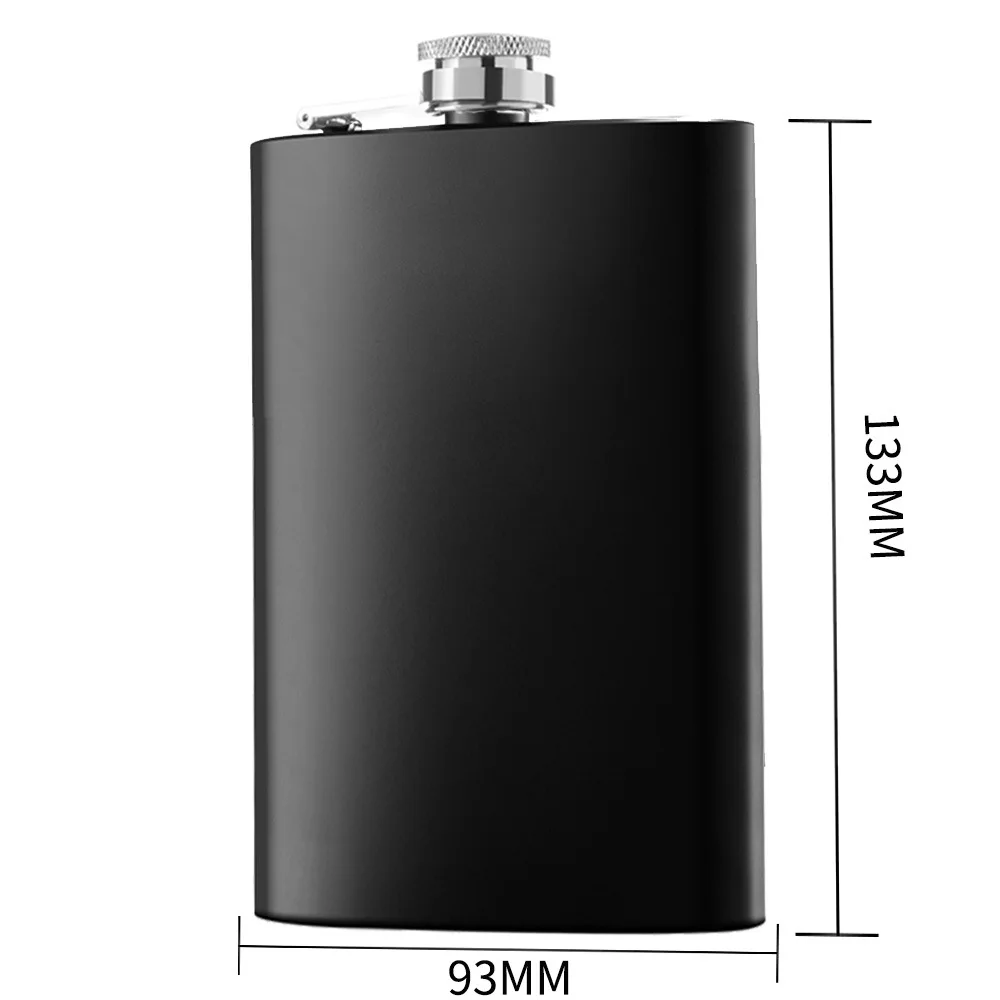 Custom Logo 1-12oz Capacity Matte black Male Alcohol Whisky Wine Pot Bottle Pocket Portable Stainless Steel Hip Flasks