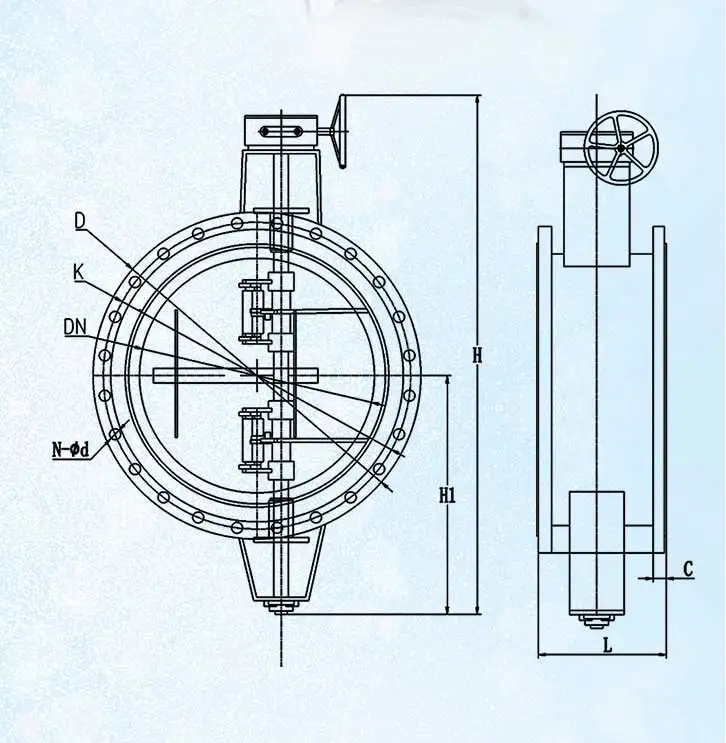Double Eccentric Manual Butterfly Valve without Actuator for Industrial and Commercial Use VOCs