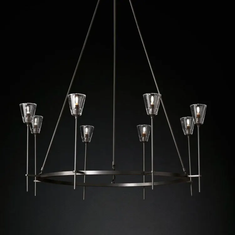 G9 Copper Glass Chandelier Light Living Room Dining Room Bedroom Hotel Villa Project Decorative Chandelier