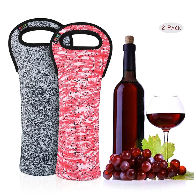 Wholesale neoprene 2 wine sleeve private label 750ml Bottle Carrier Tote Bag