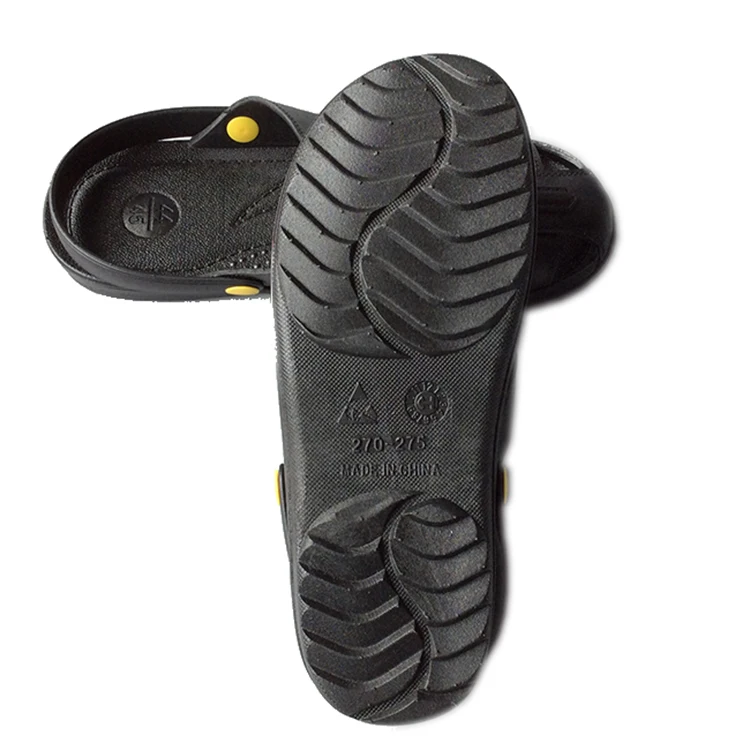Durable Washable Anti-slip Soft Cleanroom Sandal Black SPU Six Holes ESD Antistatic Slippers