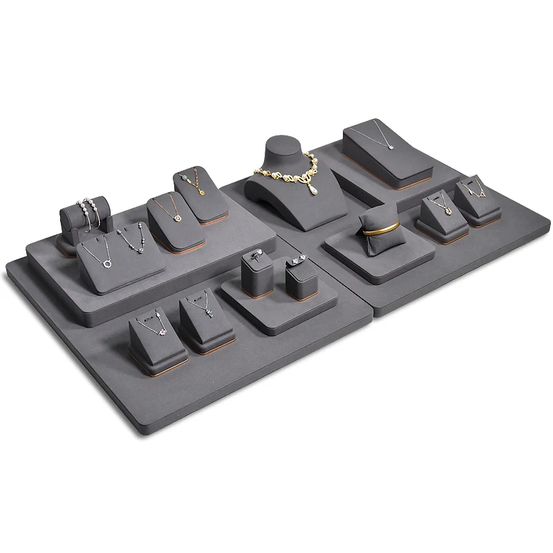 Jinsky  fast ship dark gray jewelry counter display ring necklace stand earring t bar bracelet hold for short case