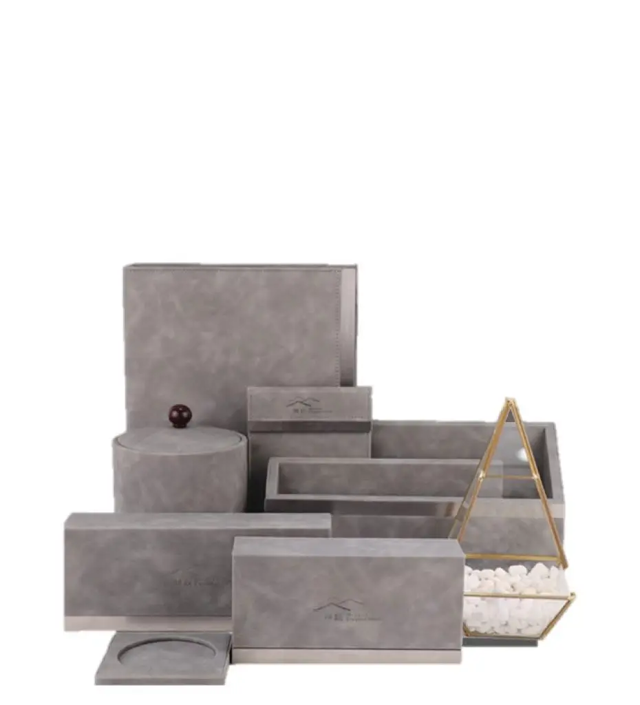 Wholesale Customized Modern Wooden Hotel Suite Bedroom Guest Room Leather Set Leather Supplies