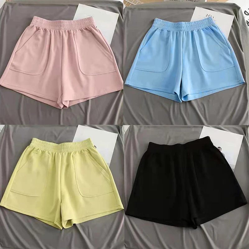 Summer Casual Sports Shorts For Women Loose Hot Pants Literary Wide Leg Pants Bottoms Solid Color Gym Yoga Shorts