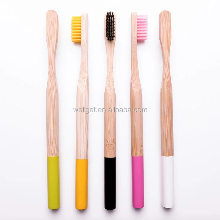 
 Биоразлагаемая зубная щетка, закругленная Персонализированная зубная щетка из бамбука  