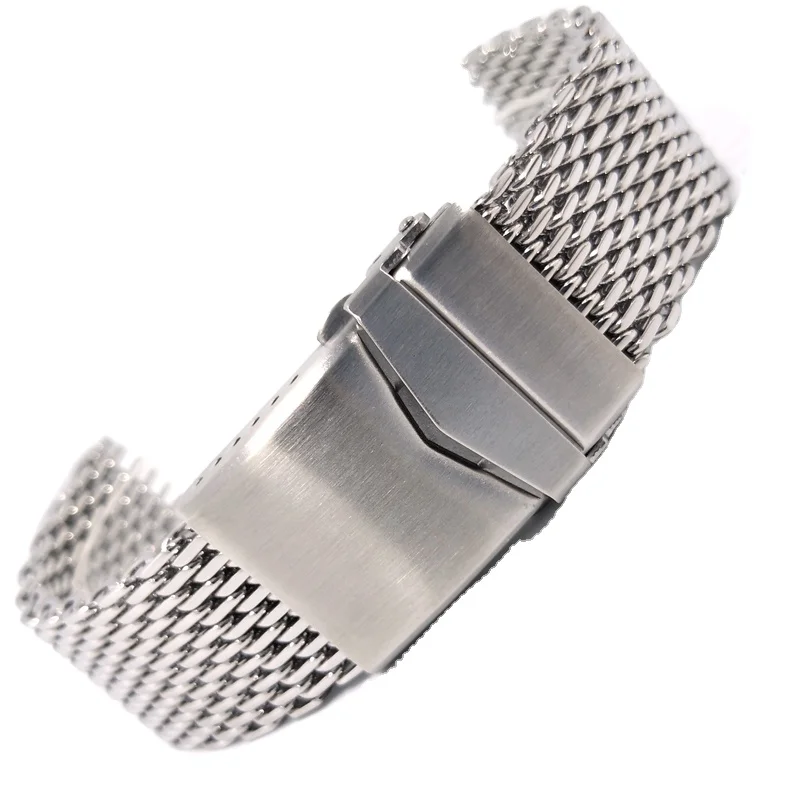 luxury shark mesh 18 20 22mm 316L buckle metal stainless steel watch band watch strap