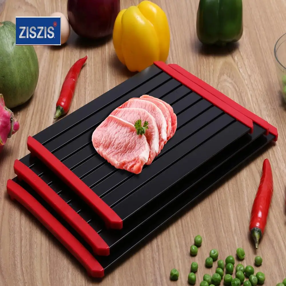 2021 New fast  thawing plate defrosting tray with silicone edge  for defrost frozen meat