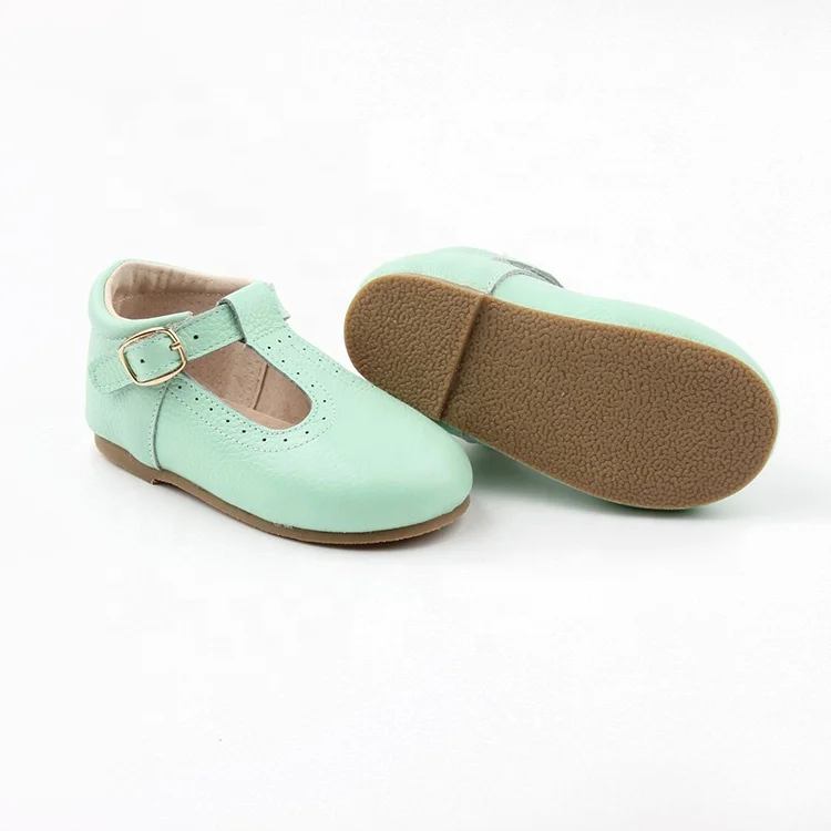 Hot Sale Fashion Spanish Baby Shoes Girls T-straps Green Baby Tbar Shoes For Spring Summer