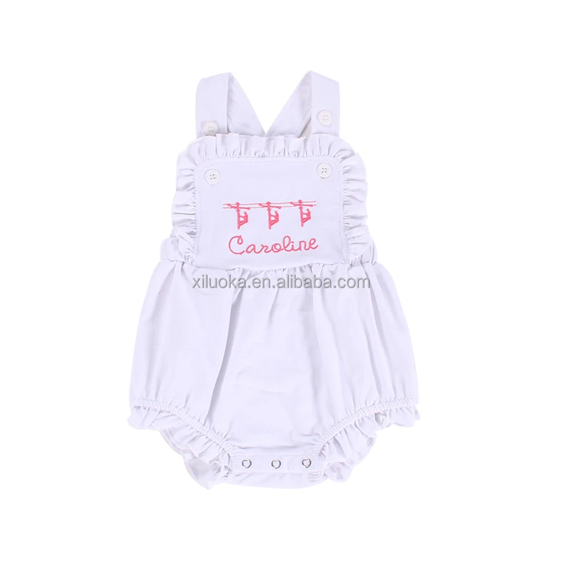 2024 wholesale embroidery sleeveless blank white clothes cotton baby bubble romper