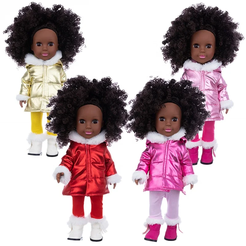 Winter down jacket split suit 14 inch dolls baby black hair girl dolls