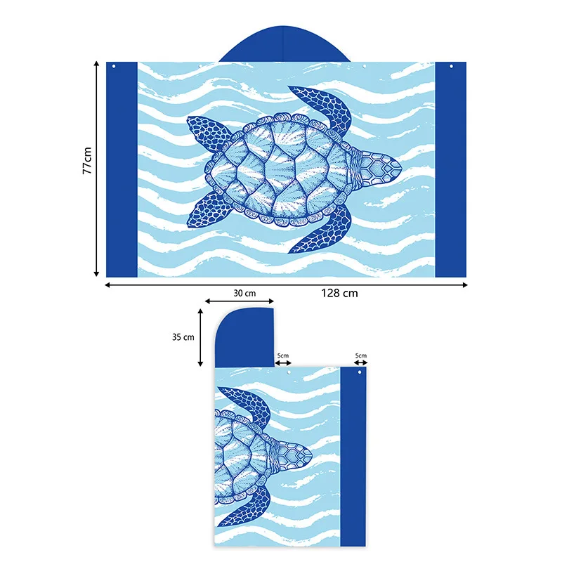 Claire Kids Swimming Bathrobe Cartoon Printed Pool Bath Towel Microfiber Wearable  Hooded Bath Towel Custom Sublimation