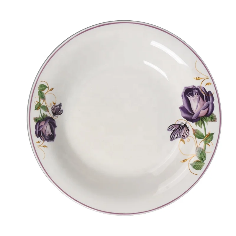 Wholesale decals and pad printing custom patterns ceramic dishes & plates porcelain soup plates 9 soup plate