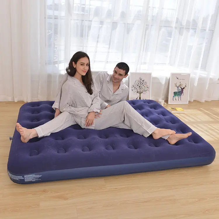 Custom Flocked PVC Size 203*152*22cm Indoor Outdoor Inflatable Air Bed Mattress For Camping