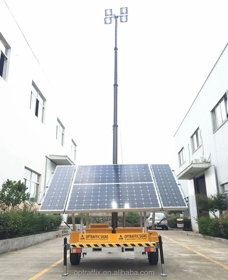 Hybrid Solar Power Gasoline Diesel Generator LED Light Tower For Mobile