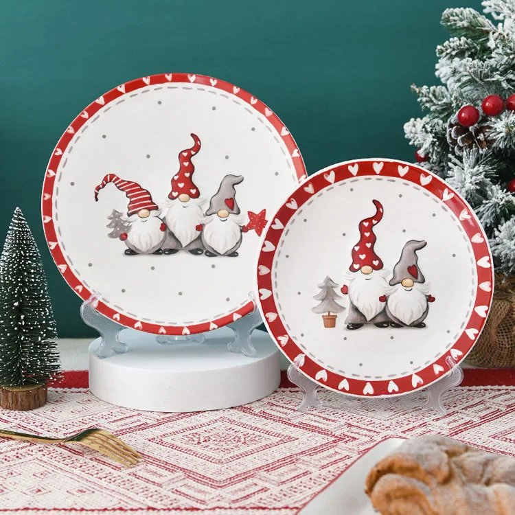 China Manufacture Christmas Dinner Plate Set New Xmas Style Ceramic Christmas Dishes And Plates For Home And Restaurant Use