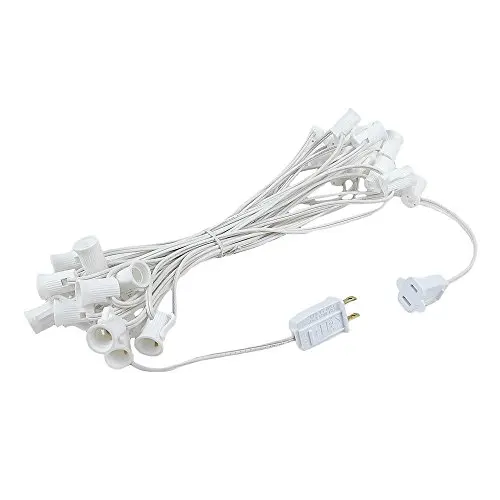 25ft E12 C7 light stringer 12 inches spacing outdoor string light cord with 25 sockets