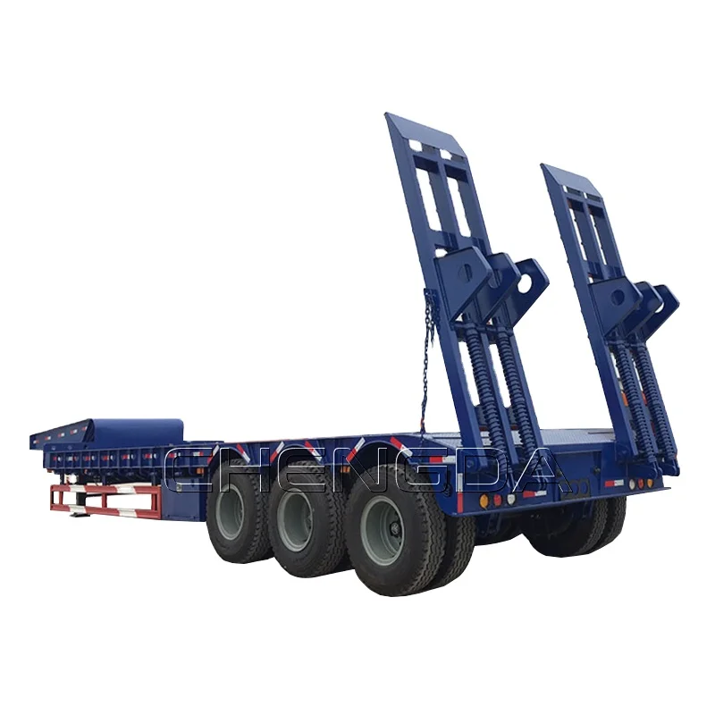 Brand Heavy Duty 40-120 tons 3 4 Axles Lowbed Cargo Trailer Utility Truck low bed semi trailer for sale